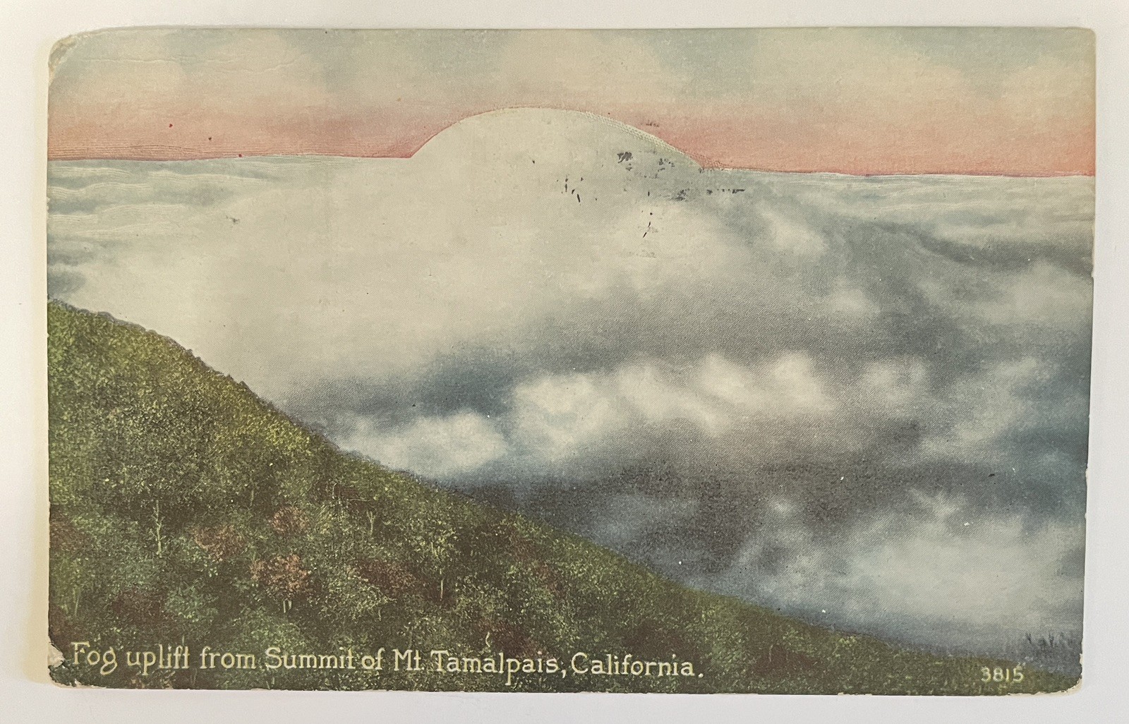 1920 Mount Tamalpais California Summit fog uplifting colored postcard  1920 Mount Tamalpais California Summit fog uplifting colored postcard 