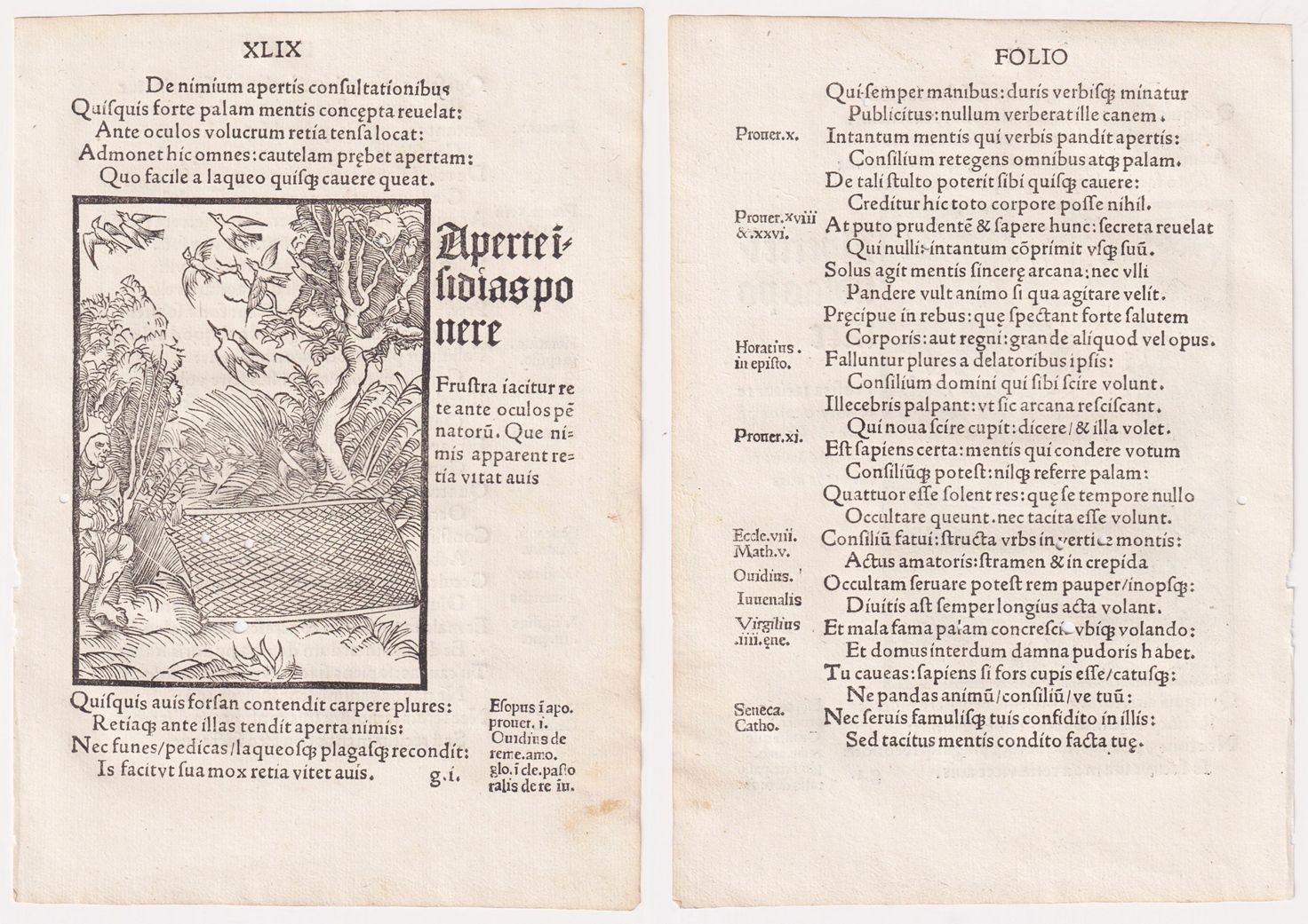 Bird Catcher Incunable Woodcut Brant Ship Stultifera Navis Basel 1497