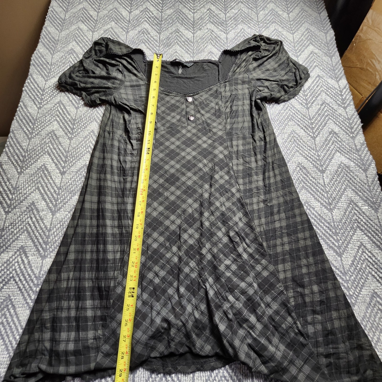 Killstar Perdita Plaid Babydoll Mini Dress Grey Black Goth Women\'s XL