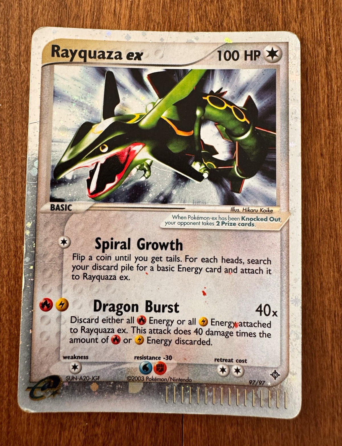 Pokemon Rayquaza ex 97/97 EX Dragon Holo Ultra Rare 2003 English 100 HP Pokemon Rayquaza ex 97/97 EX Dragon Holo Ultra Rare 2003 English 100 HP