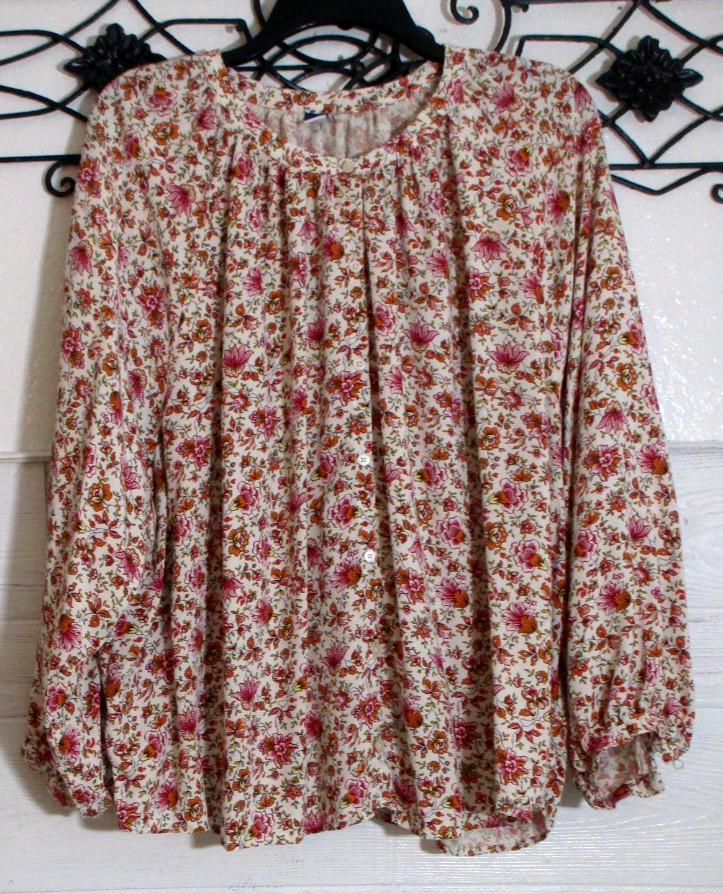 Old Navy Women\'s Top Size 2X Long Sleeve Multicolored Floral Round Neck