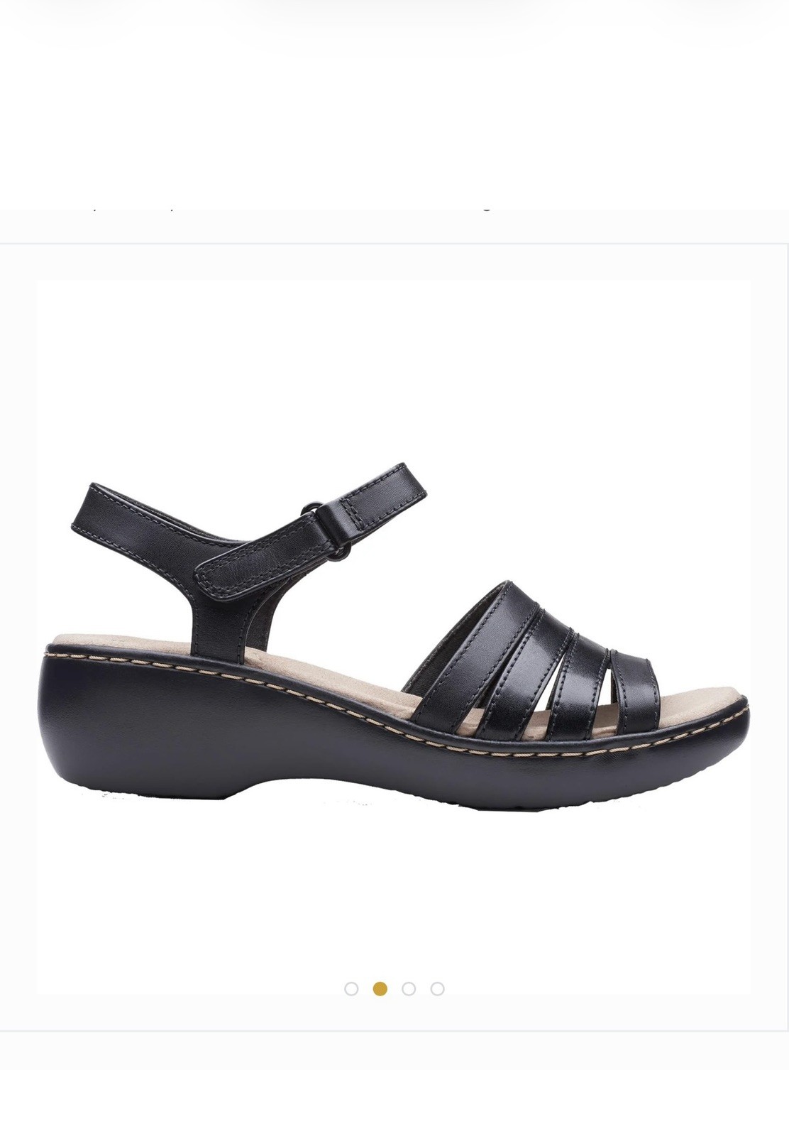 Clarks Delana Brenna Women\'s Wedge Sandals Black Leather Sz 9.5