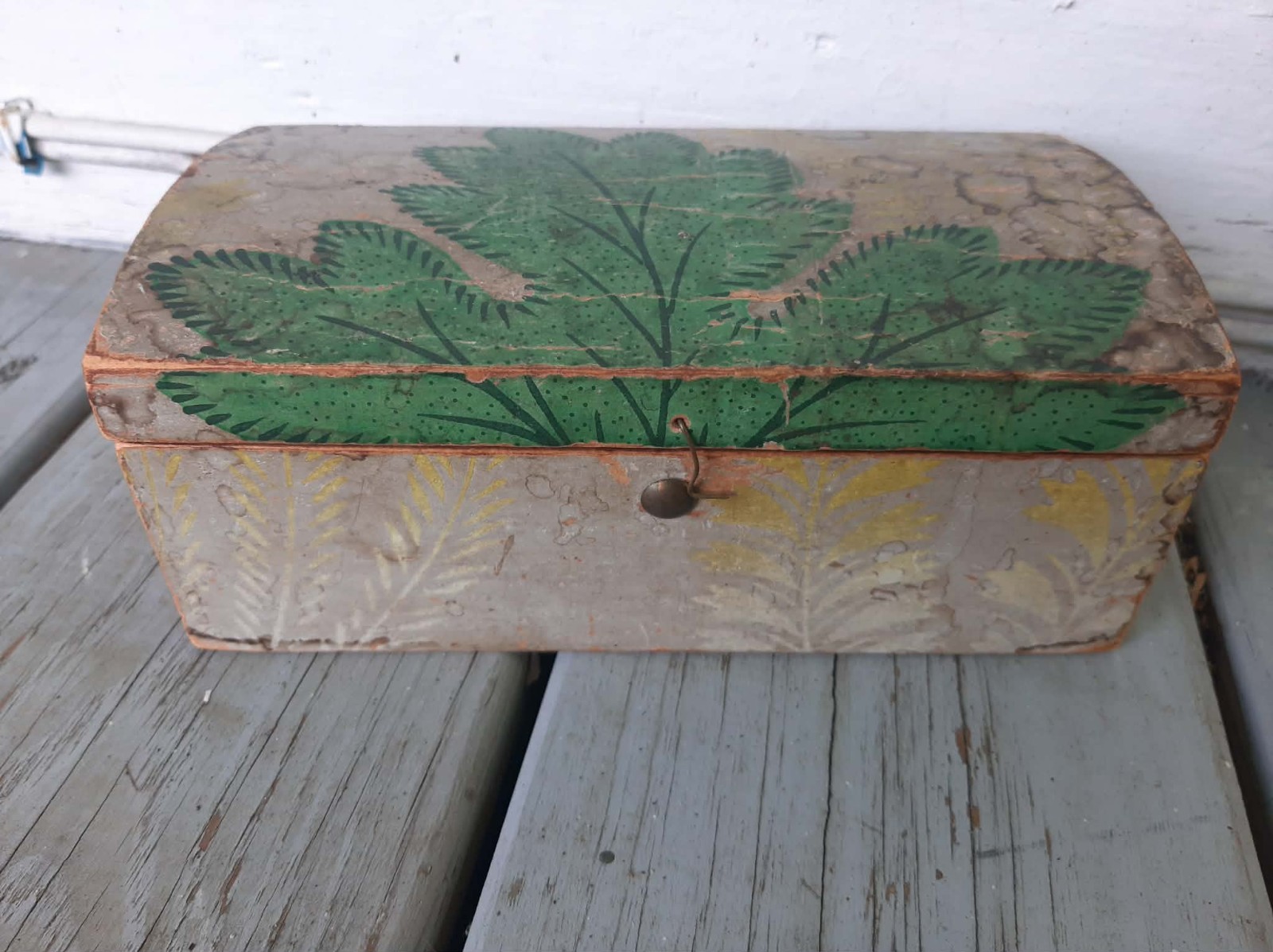 19th c. diminutive wallpaper covered dome top box document #2 19th c. diminutive wallpaper covered dome top box document #2