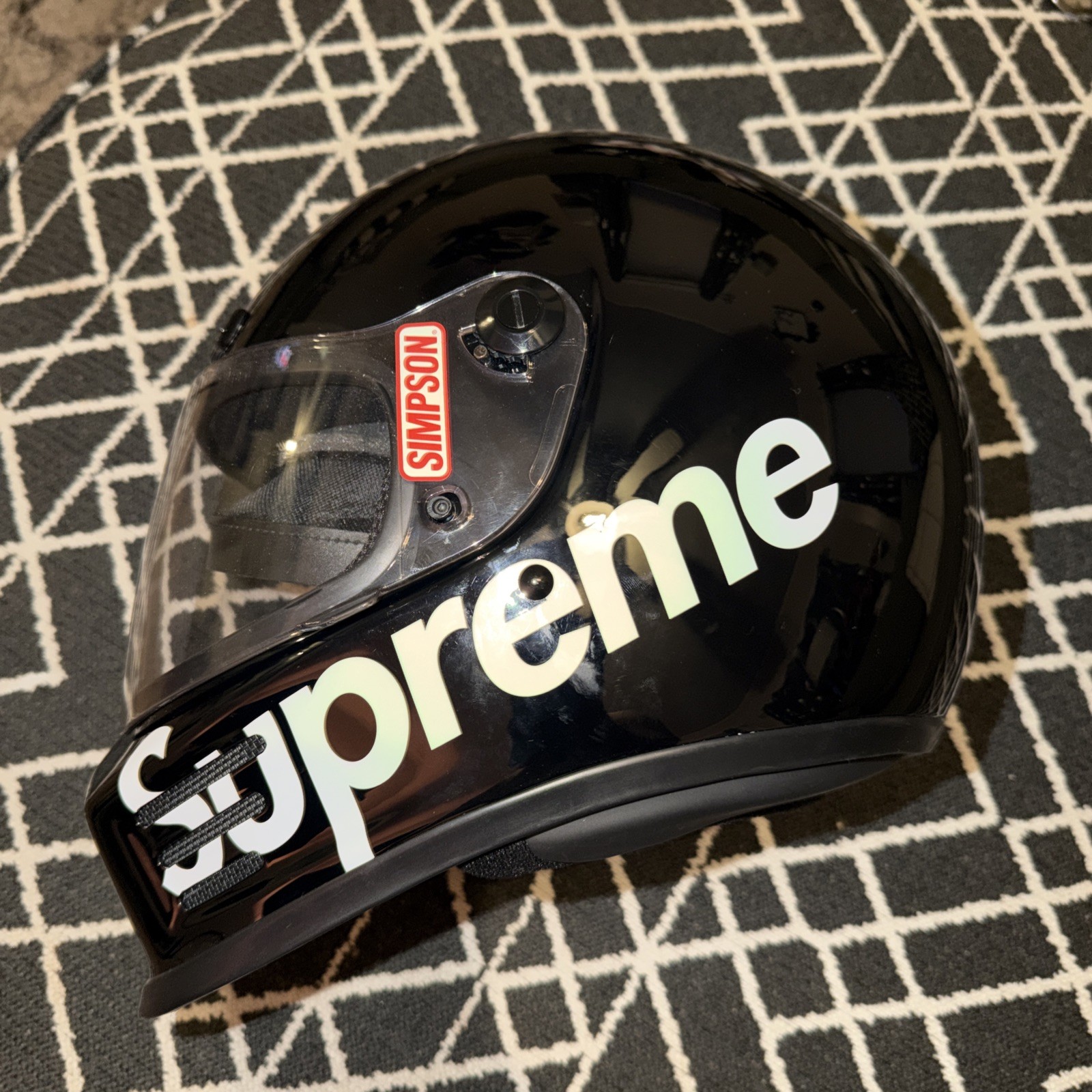 FW16 WORN ONCE Supreme Simpson Street Bandit Motorcycle Helmet Black Size L 