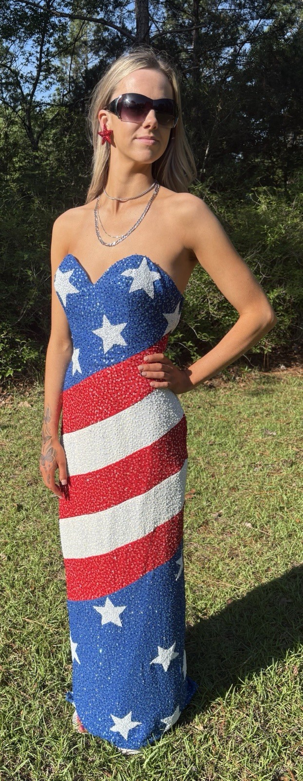 Mike Benet PATRIOTIC Sequin Gown NWTags STUNNING Mike Benet PATRIOTIC Sequin Gown NWTags STUNNING