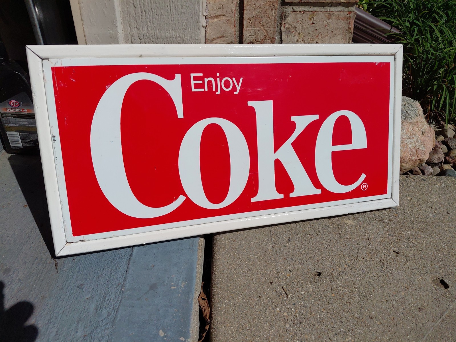 c.1960s Original Vintage Enjoy Coke Sign Metal Framed Coca Cola Soda Pepsi Cool c.1960s Original Vintage Enjoy Coke Sign Metal Framed Coca Cola Soda Pepsi Cool