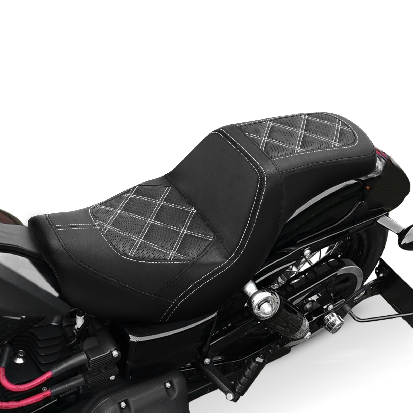 Driver & Passenger Gel Seat Fit For Harley Dyna Street Bob Low Rider 06-17 Black
