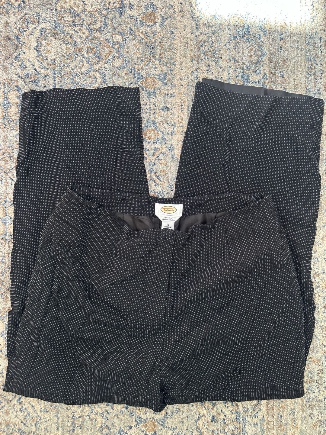 Talbots Dress Pants Size 14 Black White Dot Italian Fabric Talbots Dress Pants Size 14 Black White Dot Italian Fabric