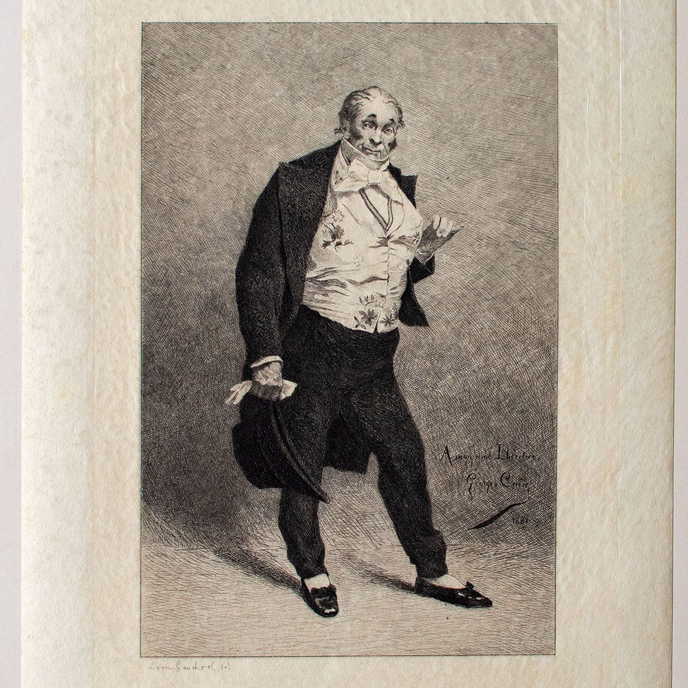 Leon Gaucherel after Georges Cain portrait of the Lheritian etching cold needle 19th century