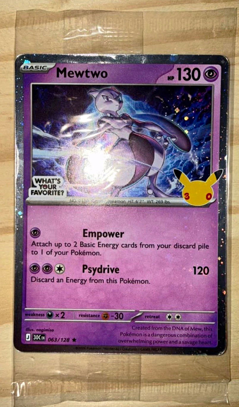 The Pokémon Company Mewtwo 063/128 What\'s Your Favorite Stamp Holo English HP130