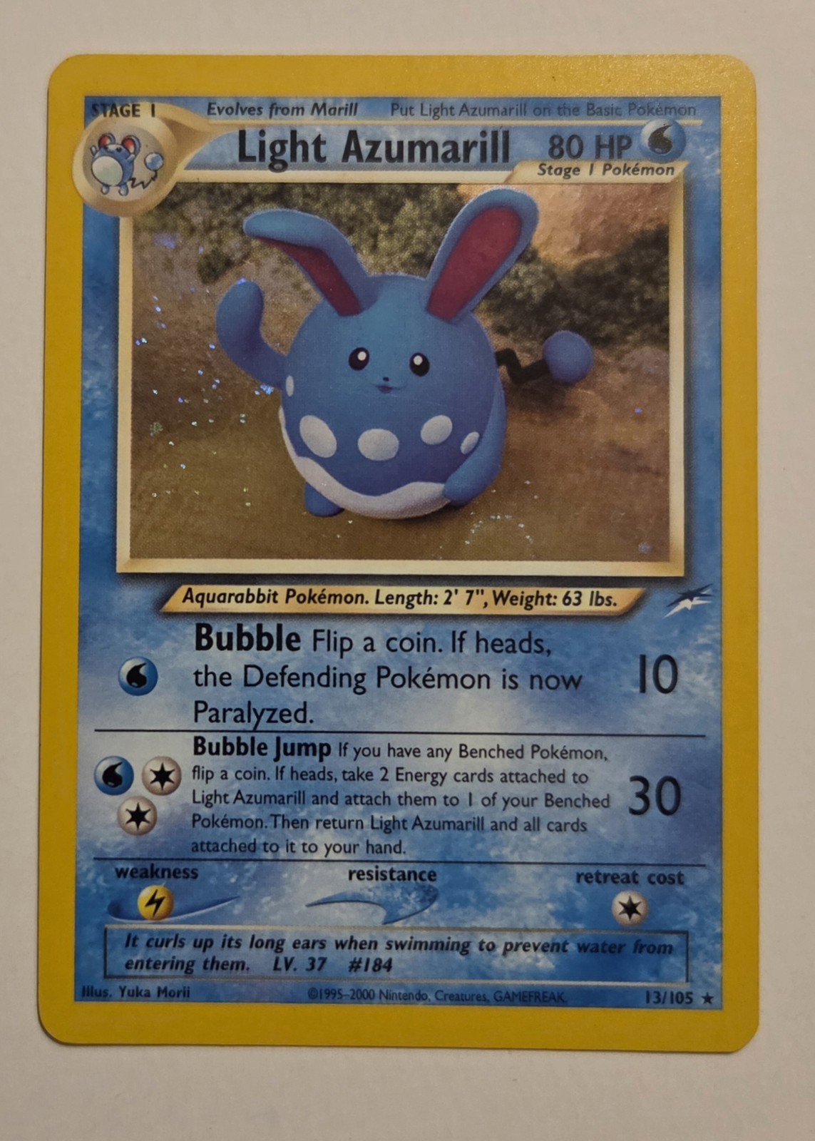Light Azumarill 13/105 Neo Destiny Holo Near Mint Vintage Pokémon TCG