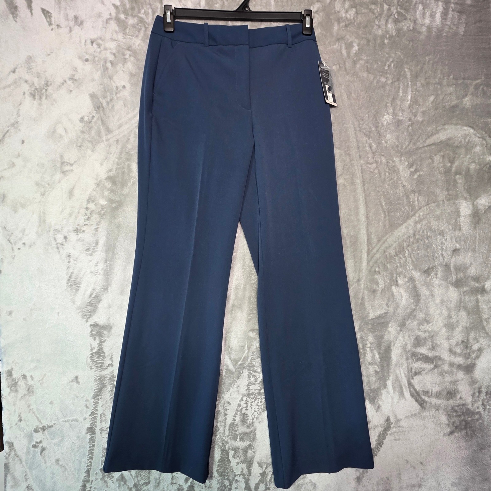 Worthington Womens High Rise Trouser Pants Navy Blue Wrinkle Free Size 4 NWT