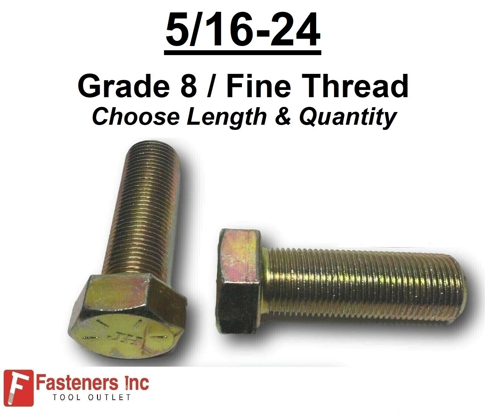 5/16-24 Hex Bolt Yellow Zinc Grade 8 Cap Screw Fine Thread (Pick Size & Qty)
