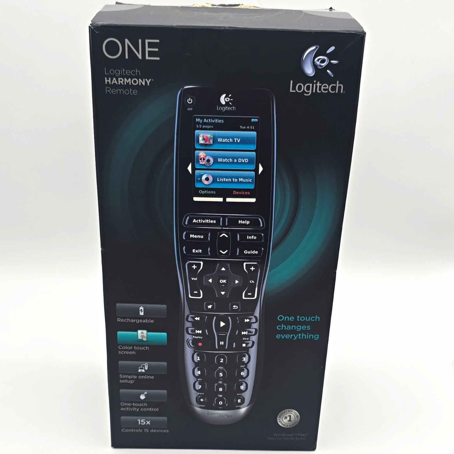 Logitech Harmony One 915-000099 Remote Control Rechargeable Touch Screen Backlit