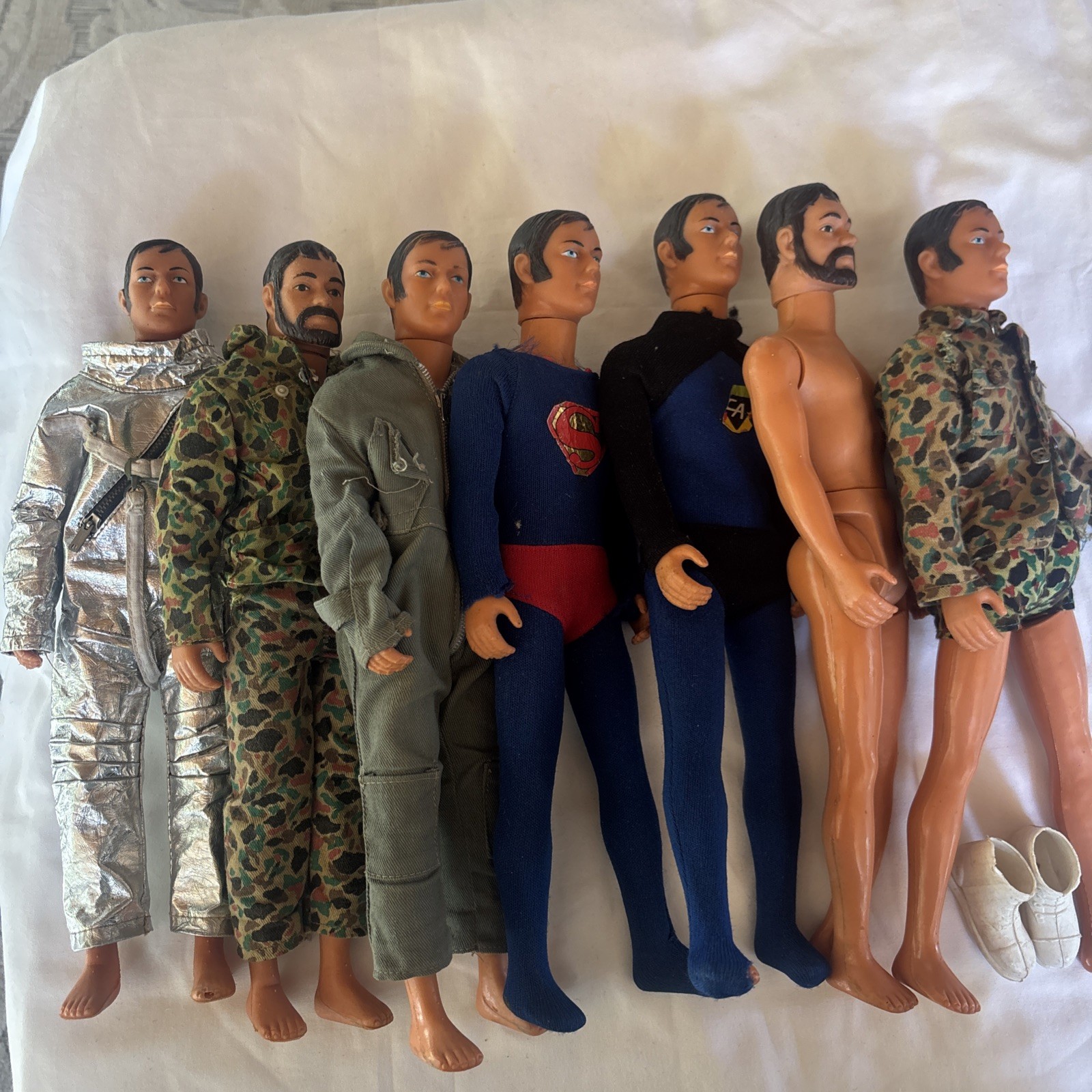 Lot of 7 Vintage 1970 Mr. Action G.I. Joe Clone Doll Figure & Action Set Lot of 7 Vintage 1970 Mr. Action G.I. Joe Clone Doll Figure & Action Set
