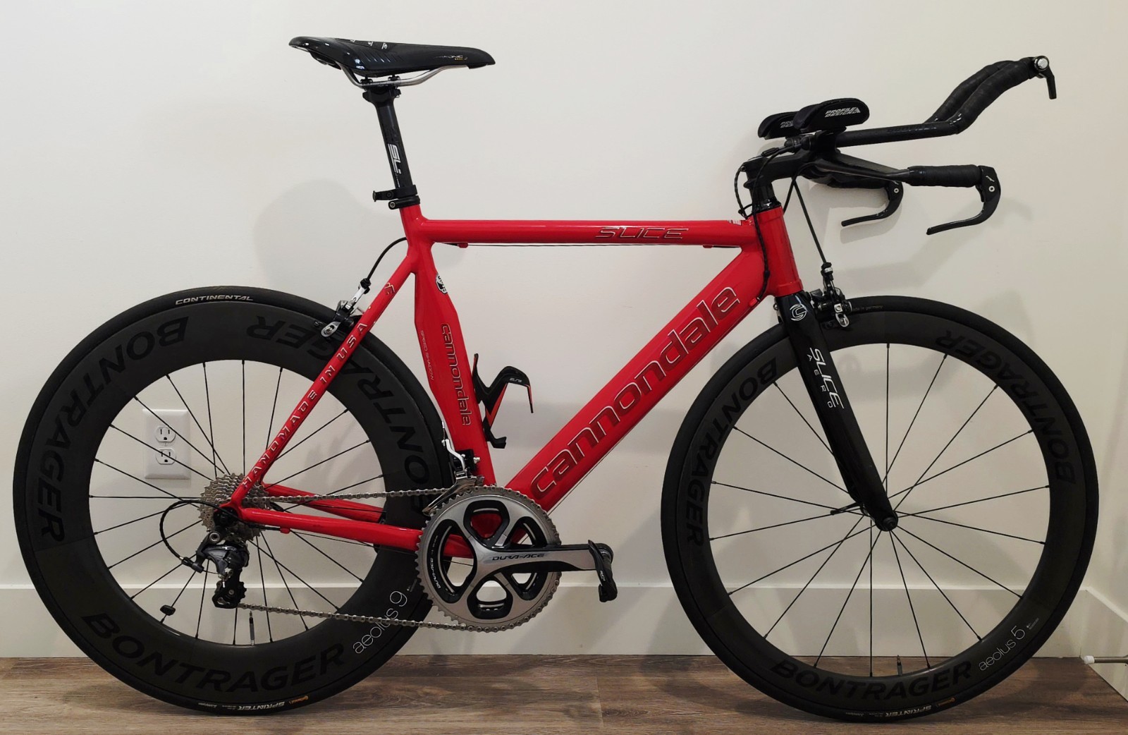 2005/06 Cannondale Ironman Slice Aero Si 56cm TT Tri Bike Dura-Ace Aeolus 5/9