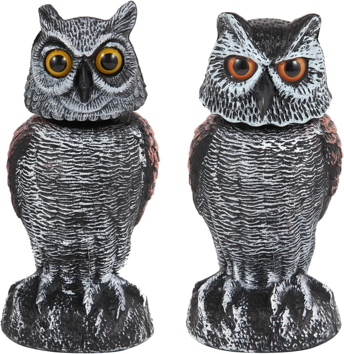 2 Pack Fake Owl Decoys to Scare Birds Away, Rotating Head Bird Deterrents, Na... 2 Pack Fake Owl Decoys to Scare Birds Away, Rotating Head Bird Deterrents, Na...