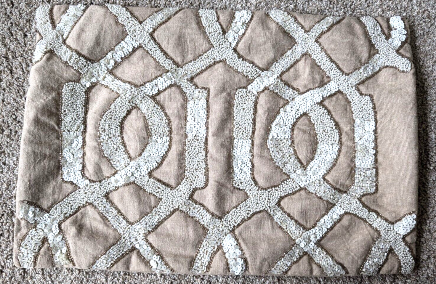 Pier 1 lumbar sequin pillow cover embroidered natural abstract boho coastal Pier 1 lumbar sequin pillow cover embroidered natural abstract boho coastal