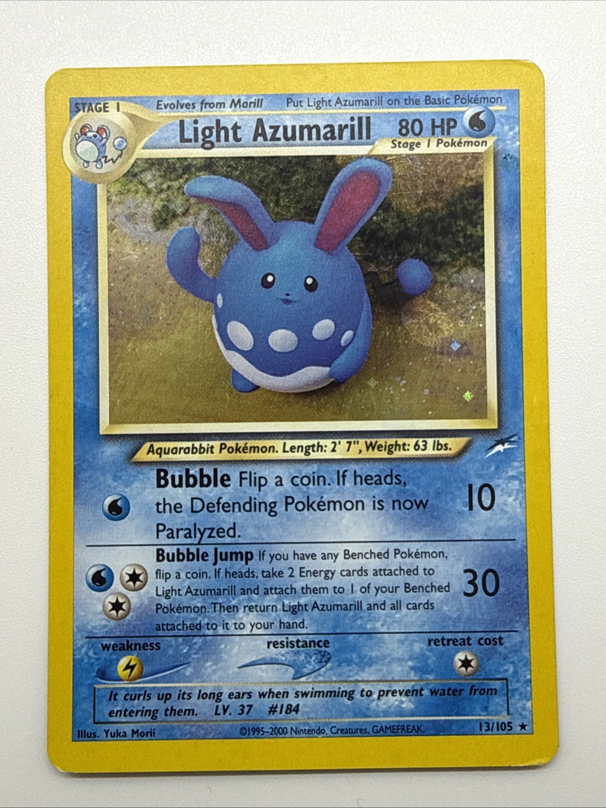 Light Azumarill 13/105 Holo Rare Neo Destiny Vintage WOTC Pokemon TCG MP