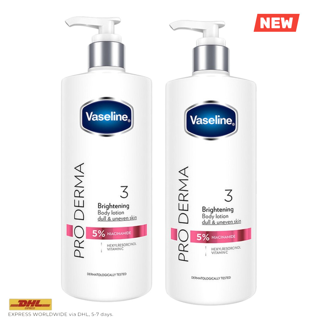 2x Vaseline Pro Derma Brightening Body Lotion 465ml Niacinamide Formula 3 NEW