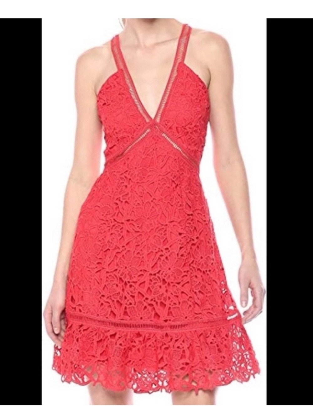 ASTR The Label Red Lace Mini Dress Women’s XL NWOT Strappy Cocktail Party