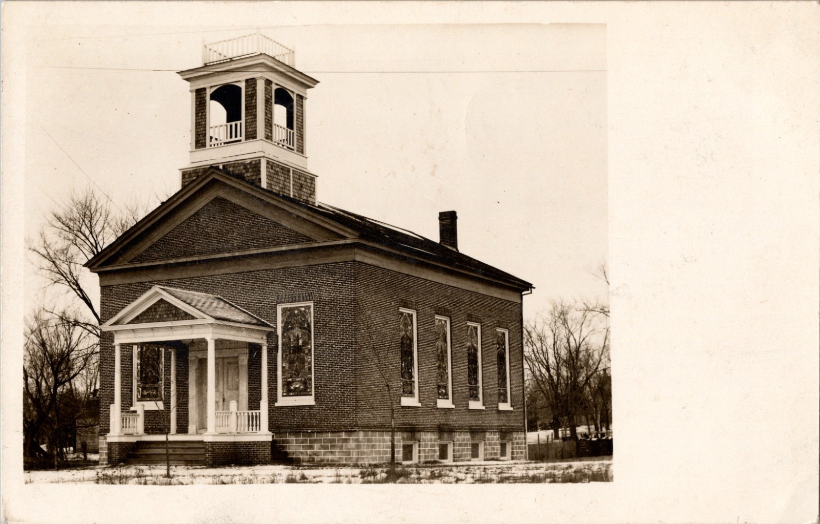 c1910 Congregational Church Prescott Wisconsin Snow RPPC Photo Postcard