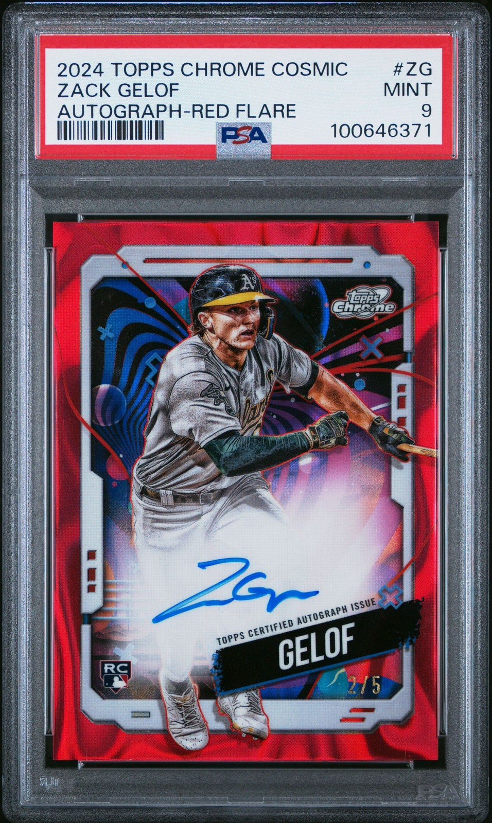 2024 Topps Cosmic Chrome Red Flare Zack Gelof RC Auto 2/5