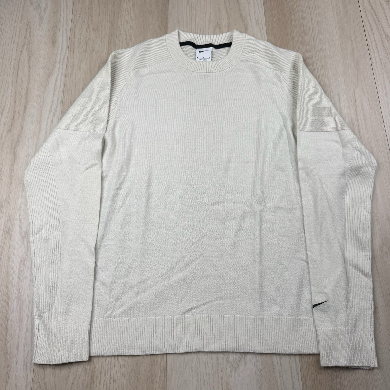 Nike Tiger Woods TW Knit Golf Sweater Mens Size M Medium Wool Blend Beige