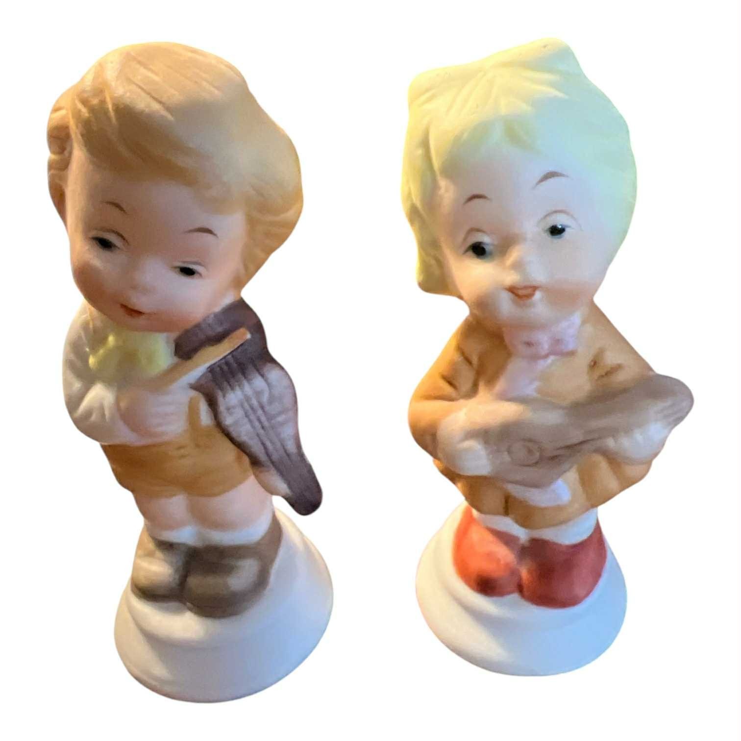 VINTAGE BRINN\'S PGH PA SET OF 2 Boy & Girl Musicians Porcelain Figurines 4\