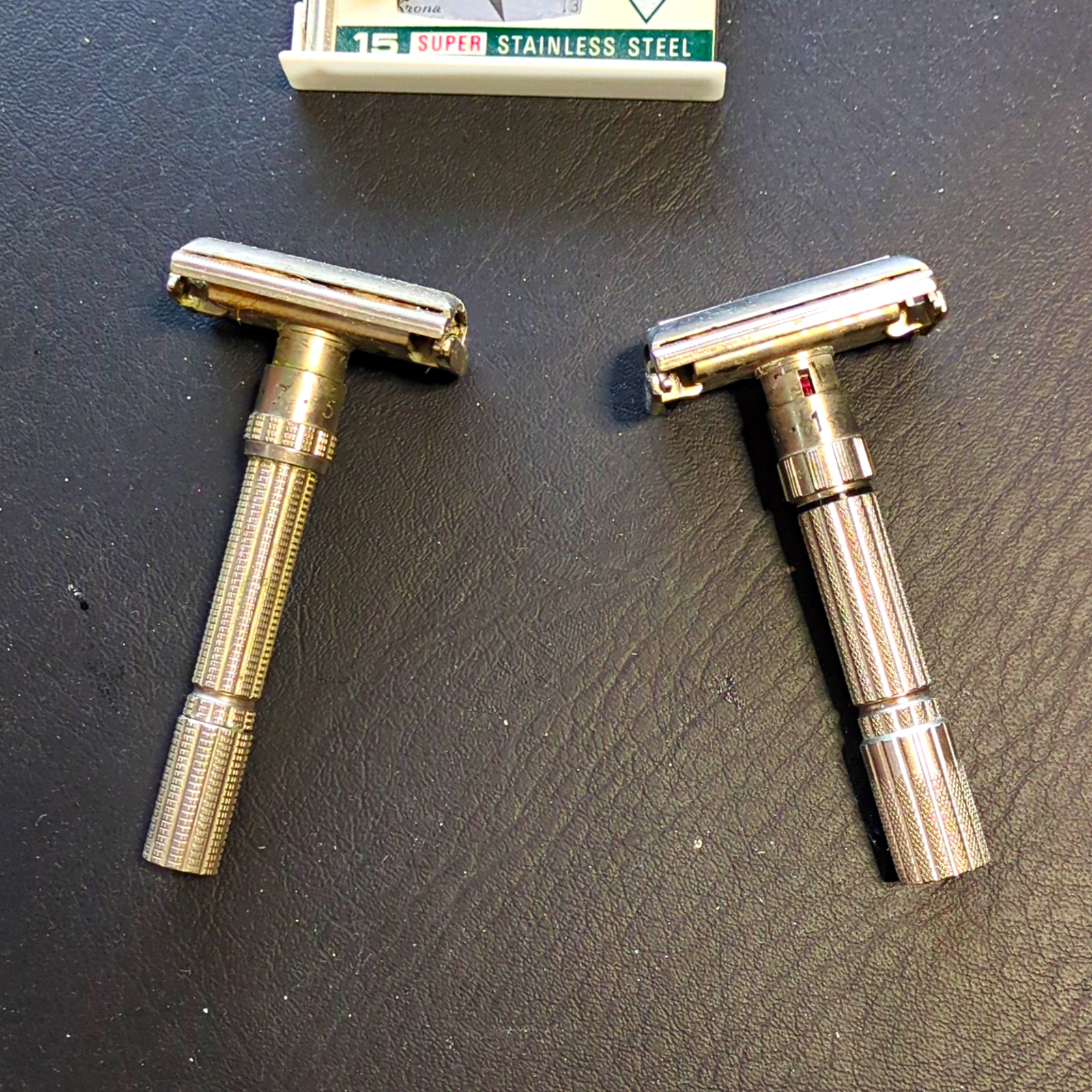Lot of 2 Vintage Double Edge Safety Razors Silver Tone Metal