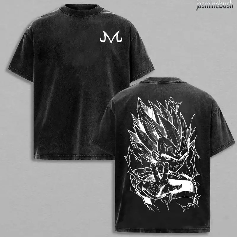 DBZ Majin Vegeta Anime Graphic Heavy Cotton Vintage Streetwear T Shirt