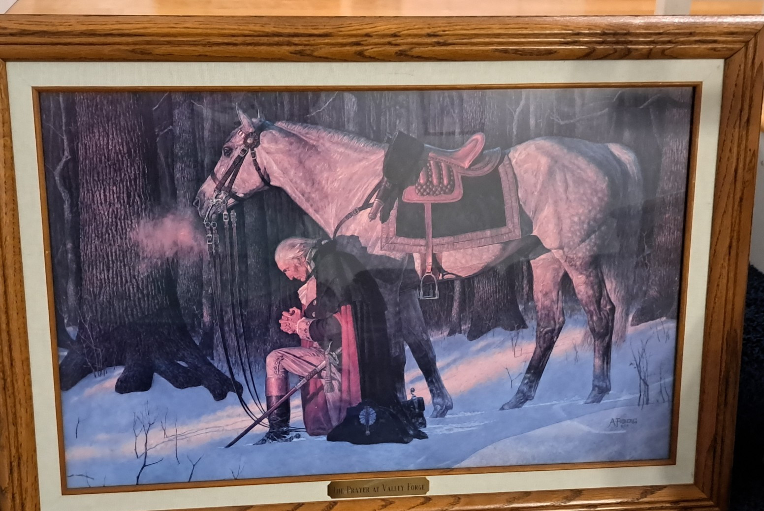 Prayer at Valley Forge Arnold Friberg RSA Framed Print George Washington Plaque
