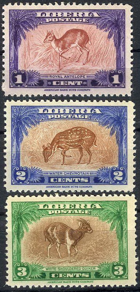 Liberia 1942 Animals Antelope Chevrotain Duiker MNH (SC# 283-285) Liberia 1942 Animals Antelope Chevrotain Duiker MNH (SC# 283-285)