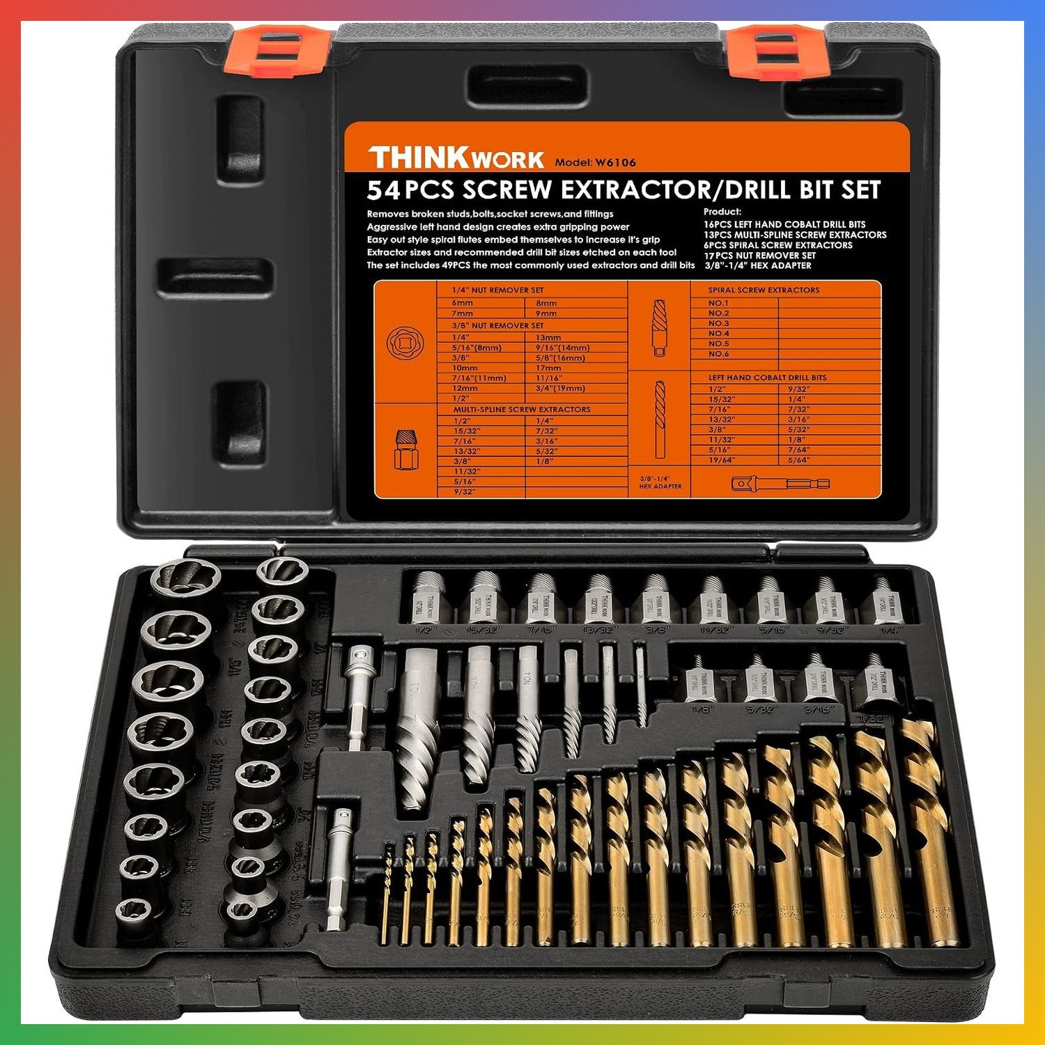 54 Piece Screw Extractor Set Heavy Duty Stripped Bolt Remover Tool Kit 54 Piece Screw Extractor Set Heavy Duty Stripped Bolt Remover Tool Kit