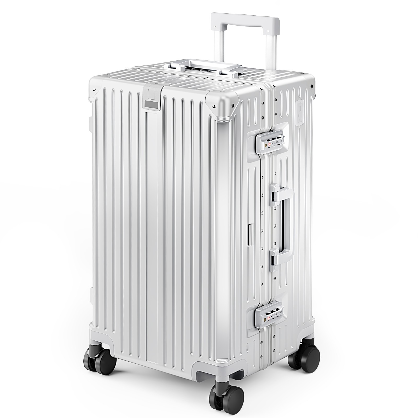 Large Aluminum Framed Suitcase Carry-On Luggage Travel Suitcase USB Port TSA