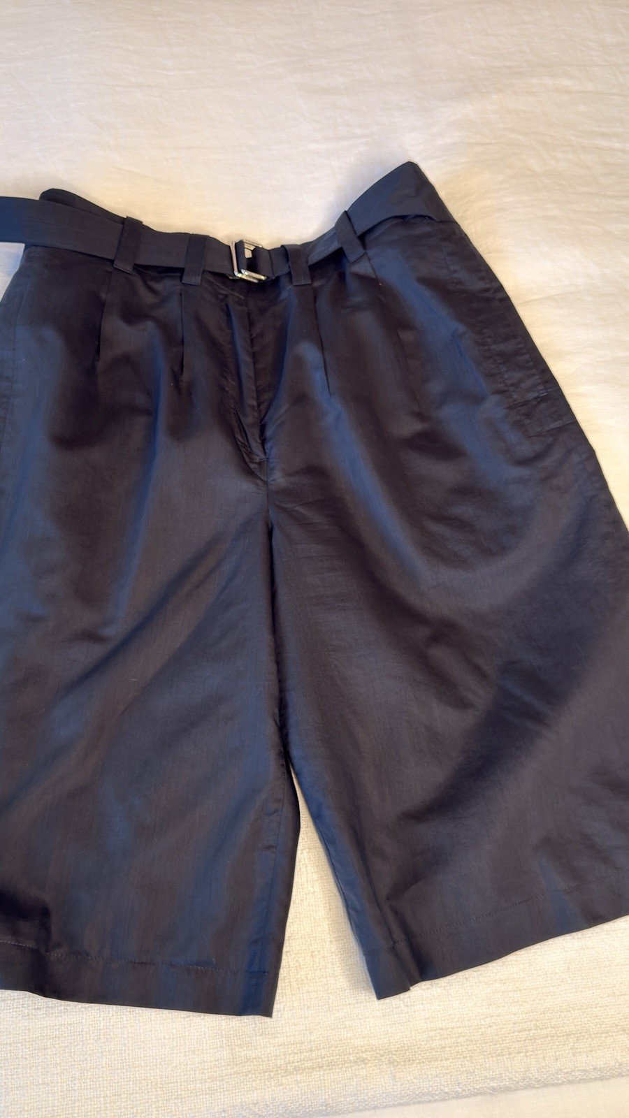 Lemaire Navy Pleated Belted Chino Shorts Twill Silk Cotton Pockets Size 30 Lemaire Navy Pleated Belted Chino Shorts Twill Silk Cotton Pockets Size 30
