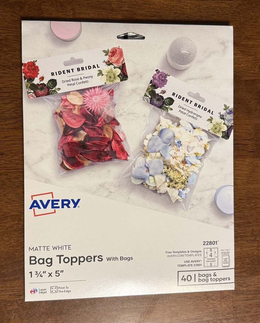 Avery Printable Bag Toppers W/Bags Matte White 40 Per Pack Wedding Favors Avery Printable Bag Toppers W/Bags Matte White 40 Per Pack Wedding Favors