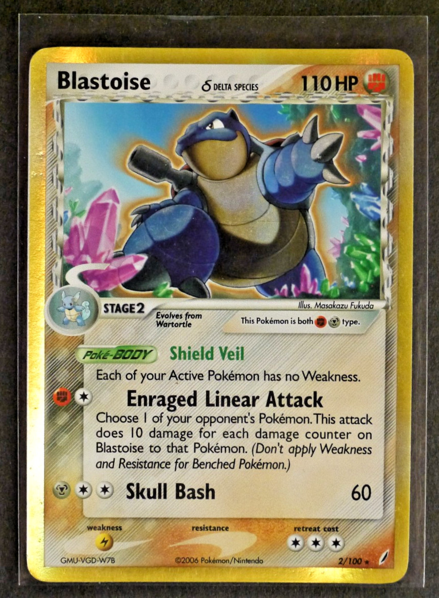 Blastoise Delta Species 2/100 EX Crystal Gaurdians Holo Rare Pokemon Card 2006 Blastoise Delta Species 2/100 EX Crystal Gaurdians Holo Rare Pokemon Card 2006