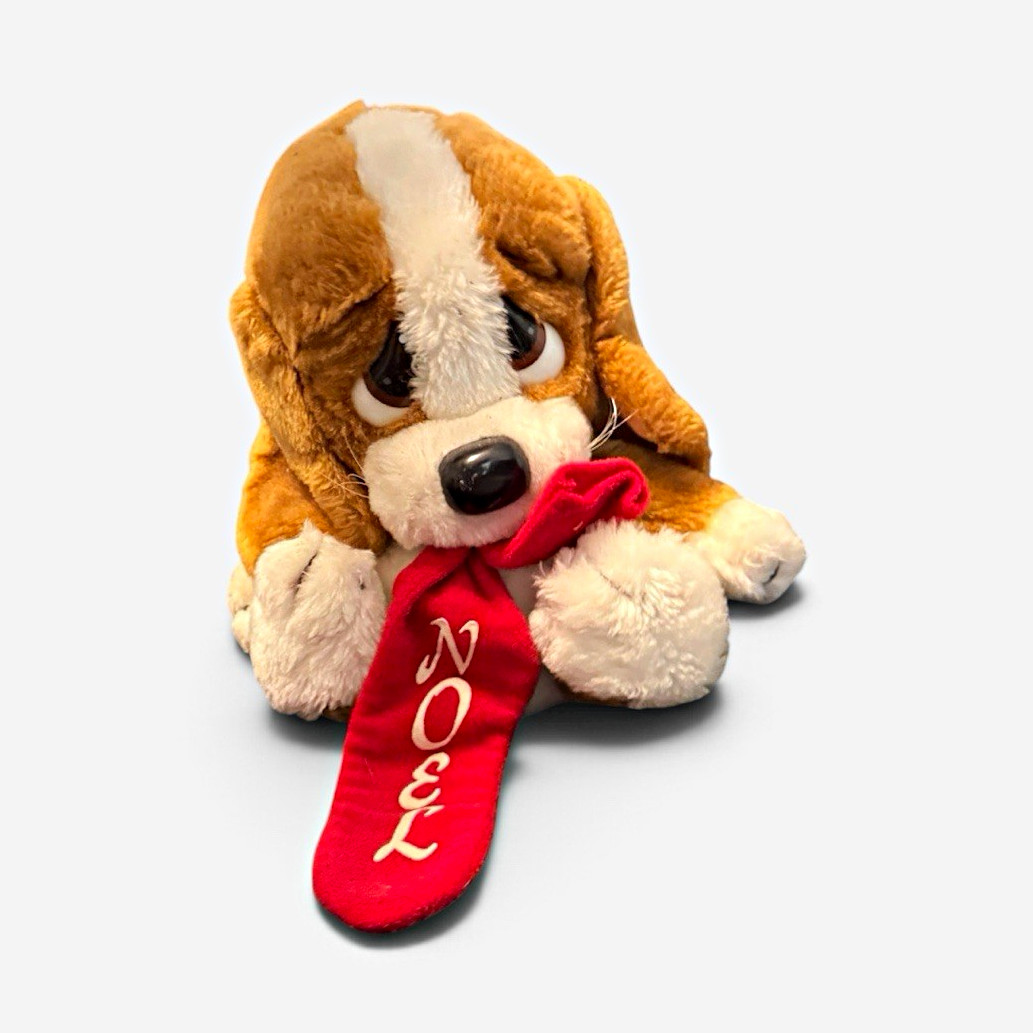 Vintage 1980s Russ Noel Plush Dog Stuffed Animal w/ Red \ Vintage 1980s Russ Noel Plush Dog Stuffed Animal w/ Red \