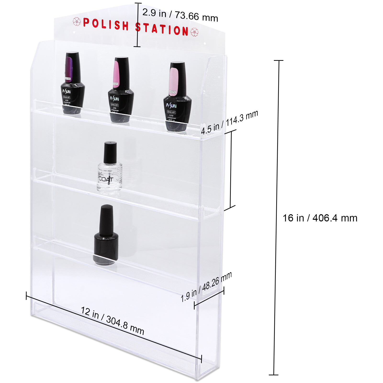 Acrylic Nail Polish Wall Rack Display (Holds 32, 60, 72, or 96 Bottles) Mirror Acrylic Nail Polish Wall Rack Display (Holds 32, 60, 72, or 96 Bottles) Mirror