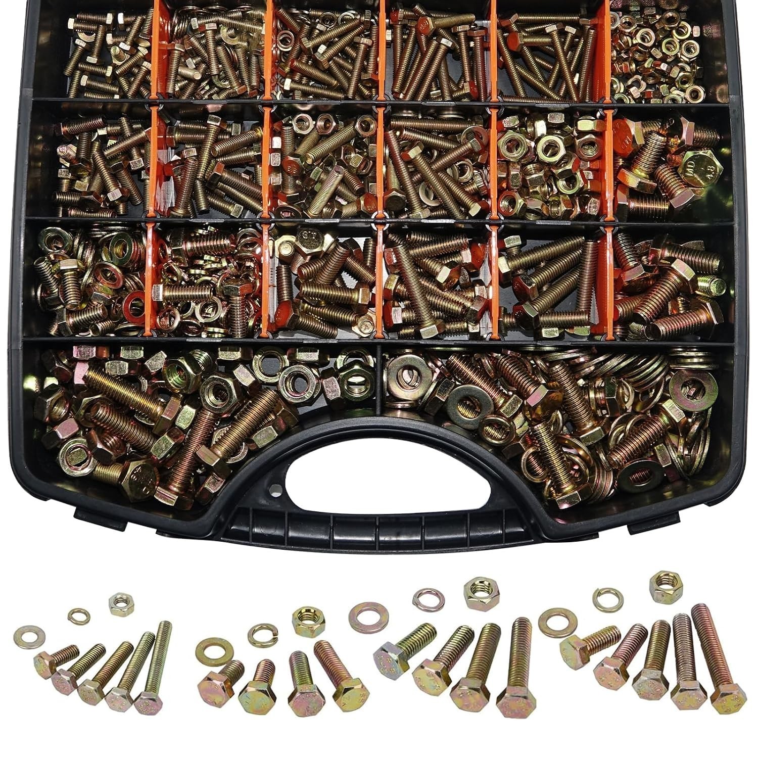 1020Pcs Grade 8.8 Metric Bolt Assortment Kit, M4 M5 M6 M8 Heavy Duty Hex Bolts &