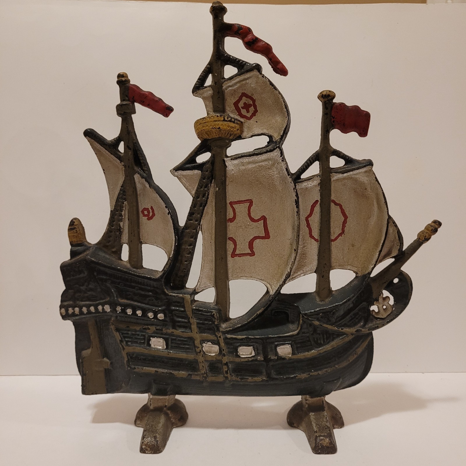 Vintage Cast Iron Spanish Galleon Pirate Ship Door Stop 12 Vintage Cast Iron Spanish Galleon Pirate Ship Door Stop 12