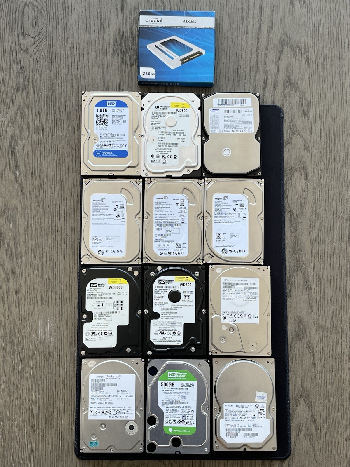 Lot (12) Hard Drives + (2) External Hard Drive+ SSD Tested 7.088 Terabytes Total