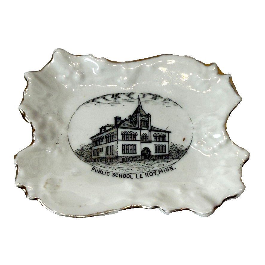PUBLIC SCHOOL - LE ROY - MN MINNESOTA Souvenir Porcelain China Trinket DISH