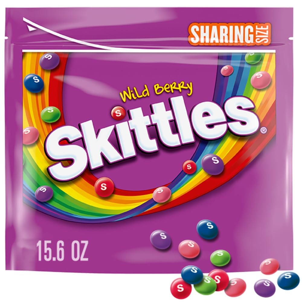 SKITTLES Wild Berry Chewy Candy, Share Size 15.6 Ounce (Pack of 1), Assorted SKITTLES Wild Berry Chewy Candy, Share Size 15.6 Ounce (Pack of 1), Assorted