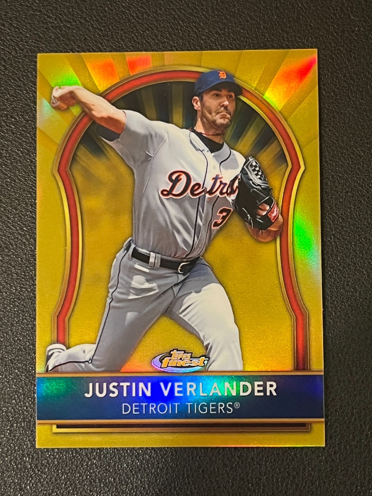 Justin Verlander 2011 Topps Finest Gold Refractor Missing Serial # Tigers 