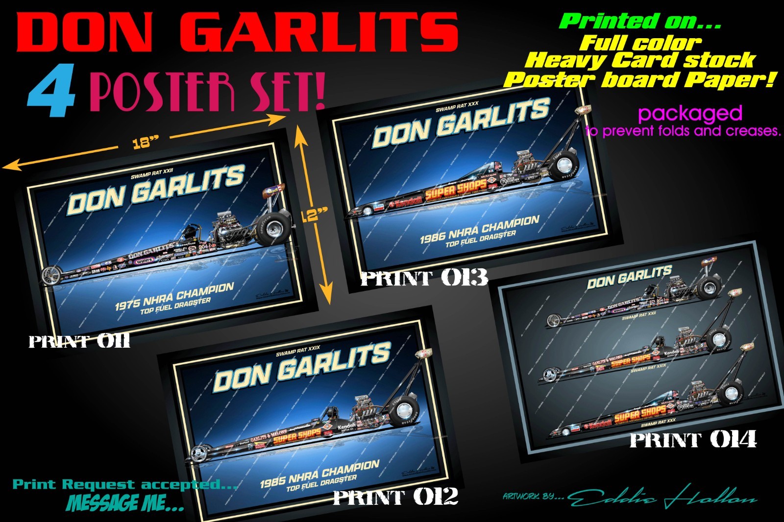 4 Big Daddy Don Garlits Poster SET (011-014) 4 Big Daddy Don Garlits Poster SET (011-014)