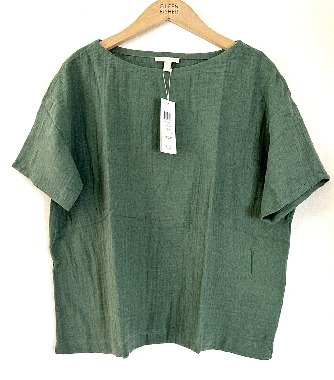 NWT Eileen Fisher Lofty Cotton Green Gauze Top Size M Nori $148 NWT Eileen Fisher Lofty Cotton Green Gauze Top Size M Nori $148