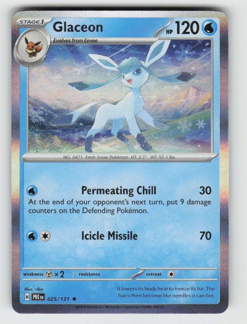 Holo Glaceon 025/131 Rare Prismatic Evolutions Near Mint Holo Glaceon 025/131 Rare Prismatic Evolutions Near Mint