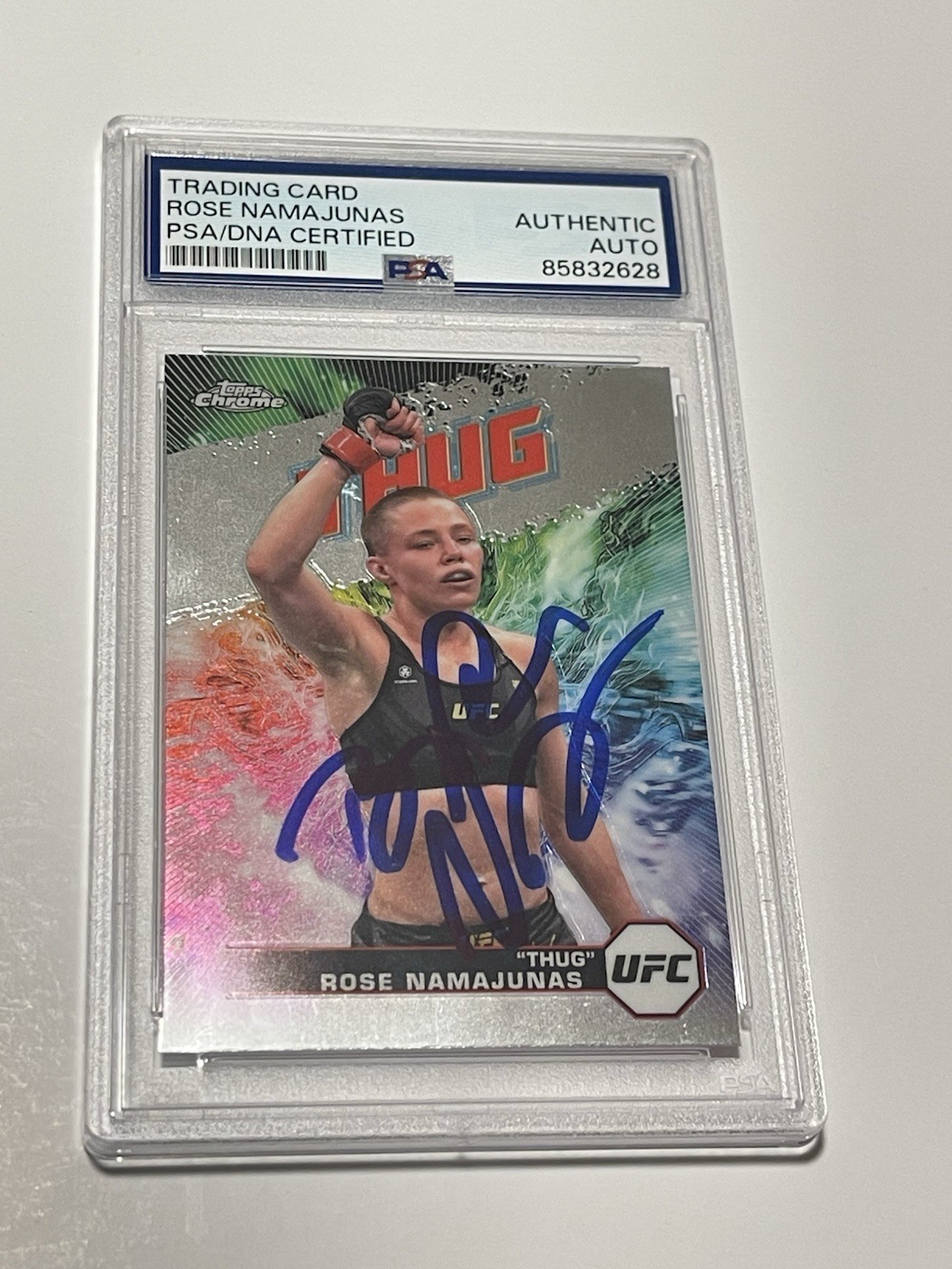 Rose Namajunas Signed Card Slabbed PSA DNA Topps Chrome AKA Auto IP UFC a